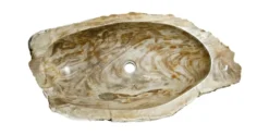 Allstone 34"x18"x6" Petrified Wood Stone Vessel Sink, Beige, Brown, PEWD-#097