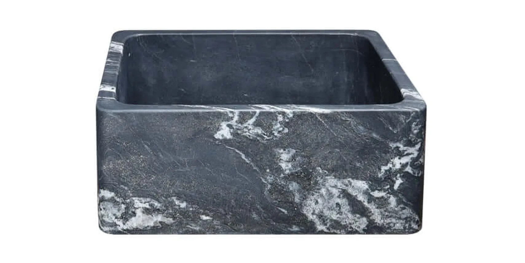 24" Black Glacier Quartz Stone Farmhouse Kitchen Sink, Reversible, KF242010-BGQ