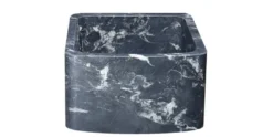 17" Black Glacier Quartz Stone Farmhouse Kitchen Sink, Curved Front, Reversible, KFCF171810-BGQ