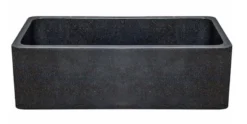 33" Black Granite Stone Farmhouse Kitchen Sink, Single Bowl, Reversible, KF332010SB-NLP-BK