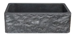 33" Black Granite Stone Farmhouse Kitchen Sink, Single Bowl, Chiseled Front, KF332010SB-BE-BK