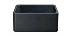 24" Black Granite Stone Farmhouse Kitchen Sink, Single Bowl, Reversible, KF242010-BK