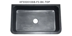 33" Black Granite Stone Farmhouse Kitchen Sink, Single Bowl, Floral Front, KF332010SB-F2-BK