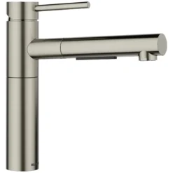 Blanco Alta II Low Arc Pull-Out Kitchen Faucet, Satin Platinum, 1.5 GPM, Brass, 443256
