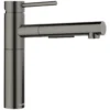Blanco Alta II Low Arc Pull-Out Kitchen Faucet, Satin Dark Steel, 1.5 GPM, Brass, 527562