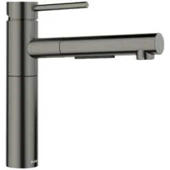 Blanco Alta II Low Arc Pull-Out Kitchen Faucet, Satin Dark Steel, 1.5 GPM, Brass, 527562