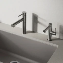 Blanco Alta II Low Arc Pull-Out Kitchen Faucet, Satin Dark Steel, 1.5 GPM, Brass, 527562