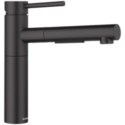 Blanco Alta II Low Arc Pull-Out Kitchen Faucet, Matte Black, 1.5 GPM, Brass, 527560