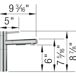 Blanco Alta II Low Arc Pull-Out Kitchen Faucet, PVD Steel, 1.5 GPM, Brass, 527559