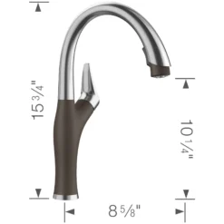 Blanco Artona 1.5 GPM Brass Kitchen Faucet, Pull-Down, Cafe/Stainless, 442032