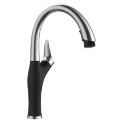 Blanco Artona 1.5 GPM Brass Kitchen Faucet, Pull-Down, Coal Black/Stainless, 526401