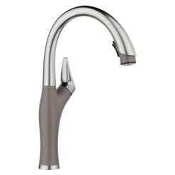 Blanco Artona Pull-Down Dual-Spray Kitchen Faucet, PVD Steel/Volcano Gray, 1.5 GPM, Brass, 443039