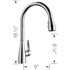 Blanco Atura 1.5 GPM Brass Kitchen Faucet, Pull-Down, Polished Chrome, 442207