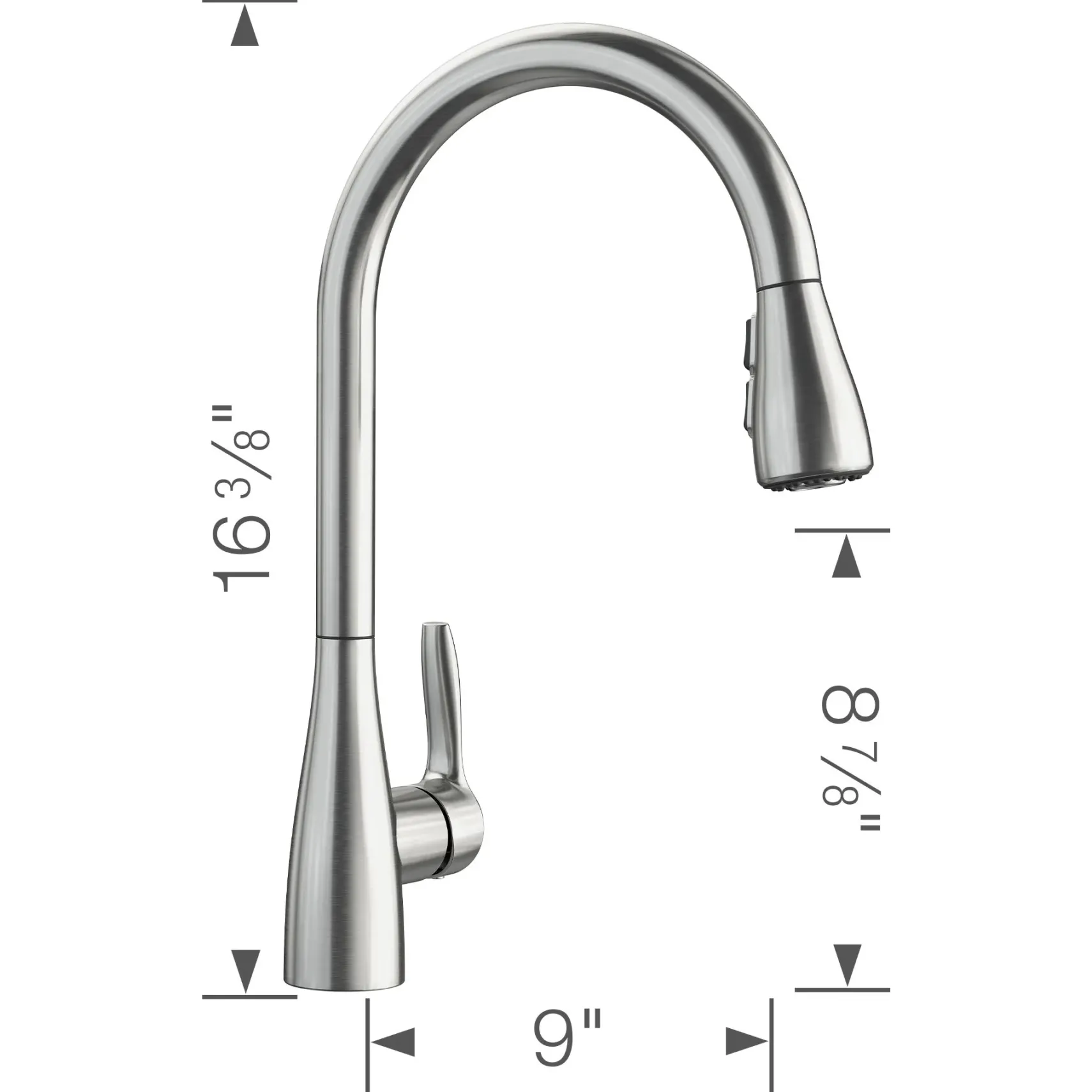 Blanco Atura 1.5 GPM Brass Kitchen Faucet, Pull-Down, Stainless, 442208