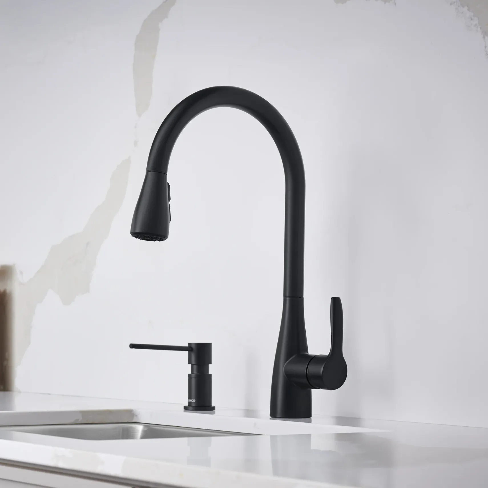 Blanco Atura Pull-Down Dual-Spray Bar Faucet, Matte Black, 1.5 GPM, Brass, 443028