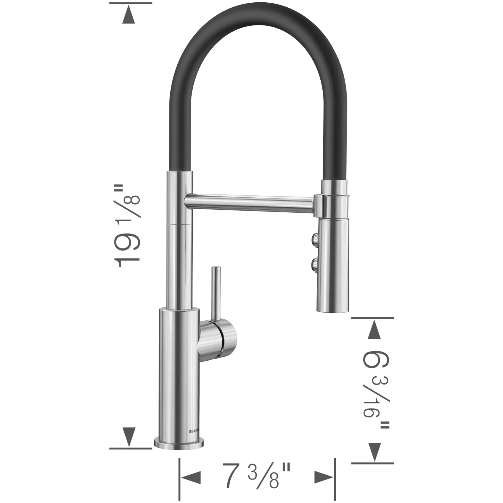 Blanco Catris Flexo Semi-Pro Pull-Down Dual-Spray Kitchen Faucet, PVD Steel, 1.5 GPM, Brass, 402448