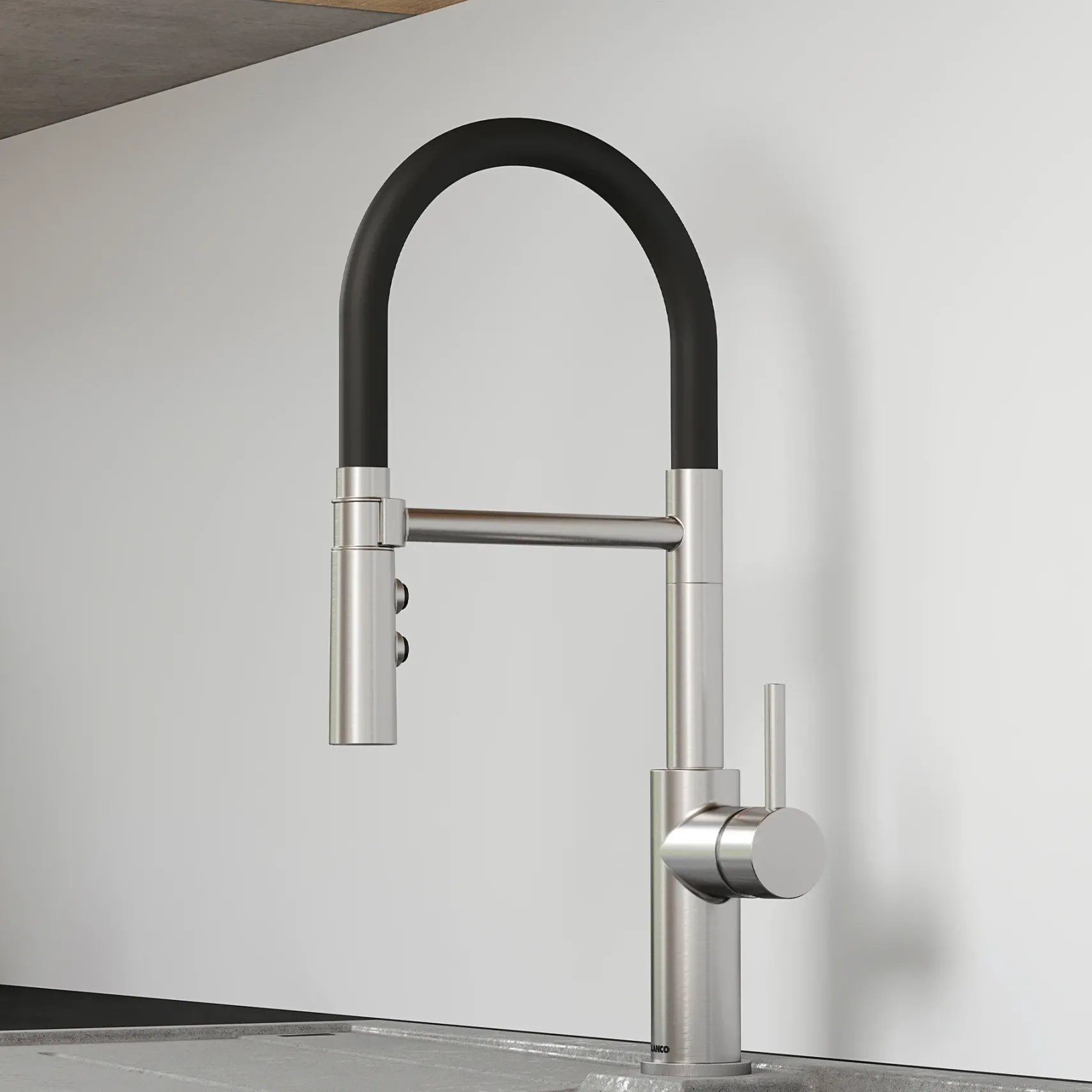 Blanco Catris Flexo Semi-Pro Pull-Down Dual-Spray Kitchen Faucet, PVD Steel, 1.5 GPM, Brass, 402448