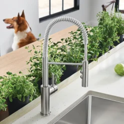 Blanco Catris Semi-Pro Pull-Down Dual-Spray Kitchen Faucet, PVD Steel, 1.5 GPM, Brass, 401918