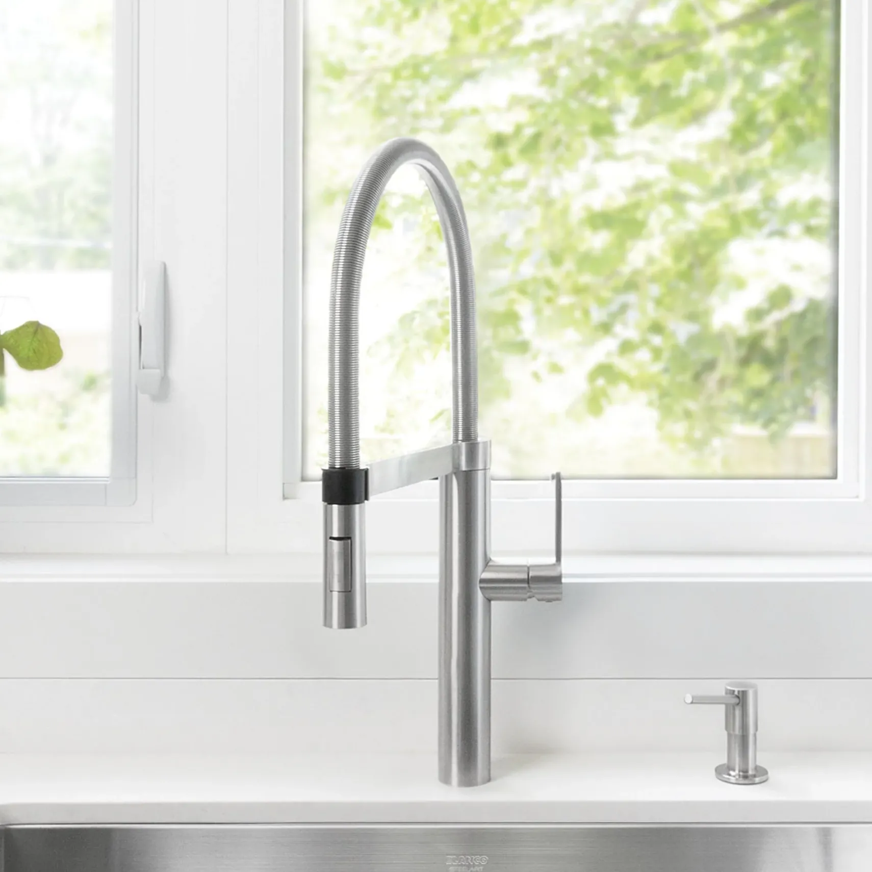 Blanco Culina 2.2 GPM Brass Kitchen Faucet, Semi-Pro, Satin Nickel, 441332