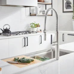 Blanco Culina 2.2 GPM Brass Kitchen Faucet, Semi-Pro, Satin Nickel, 441332
