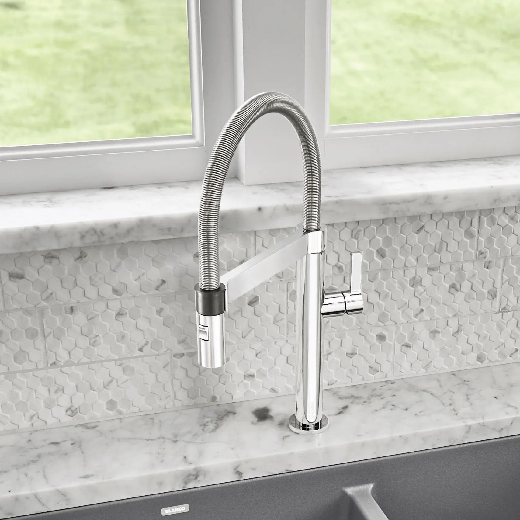 Blanco Culina 1.8 GPM Brass Kitchen Faucet, Semi-Pro, Polished Chrome, 441624