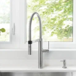 Blanco Culina 1.8 GPM Brass Kitchen Faucet, Semi-Pro, Satin Nickel, 441407