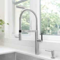 Blanco Culina 1.8 GPM Brass Kitchen Faucet, Semi-Pro, Satin Nickel, 441407