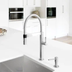 Blanco Culina 2.2 GPM Brass Kitchen Faucet, Semi-Pro, Satin Nickel, 441623
