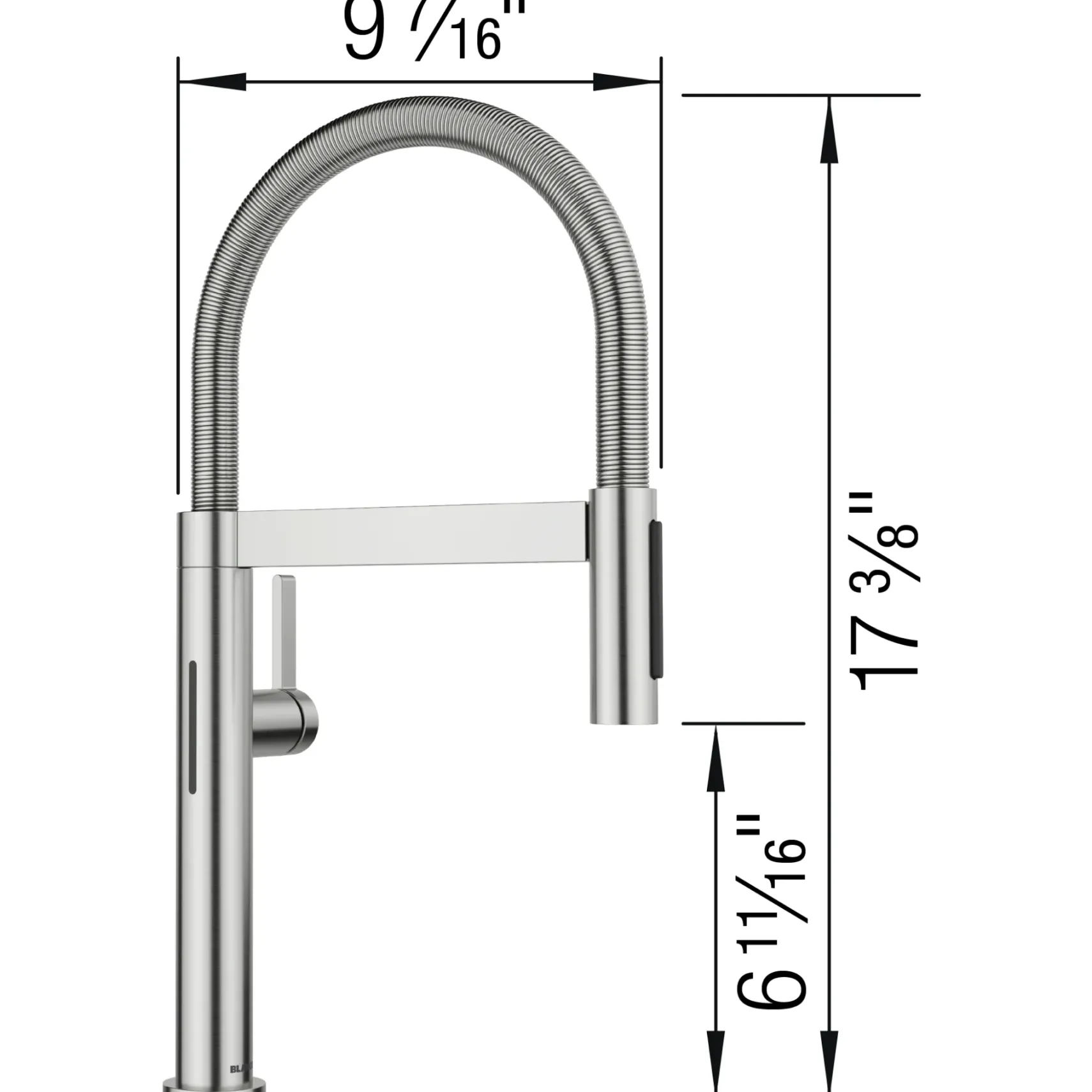 Blanco Culina II Mini Sensor Pull-Down Dual-Spray Kitchen Faucet, PVD Steel, 1.5 GPM, Brass, 527477
