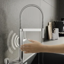 Blanco Culina II Pull-Down Dual-Spray Touchless Sensor Kitchen Faucet, PVD Steel, 1.5 GPM, Brass, 527470