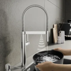 Blanco Culina II Pull-Down Dual-Spray Touchless Sensor Kitchen Faucet, PVD Steel, 1.5 GPM, Brass, 527470