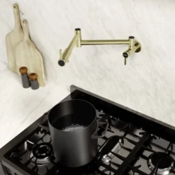 Blanco Culina II Wall-Mounted Pot Filler, Satin Gold, 1.5 GPM, Brass, 527488