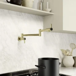 Blanco Culina II Wall-Mounted Pot Filler, Satin Gold, 1.5 GPM, Brass, 527488
