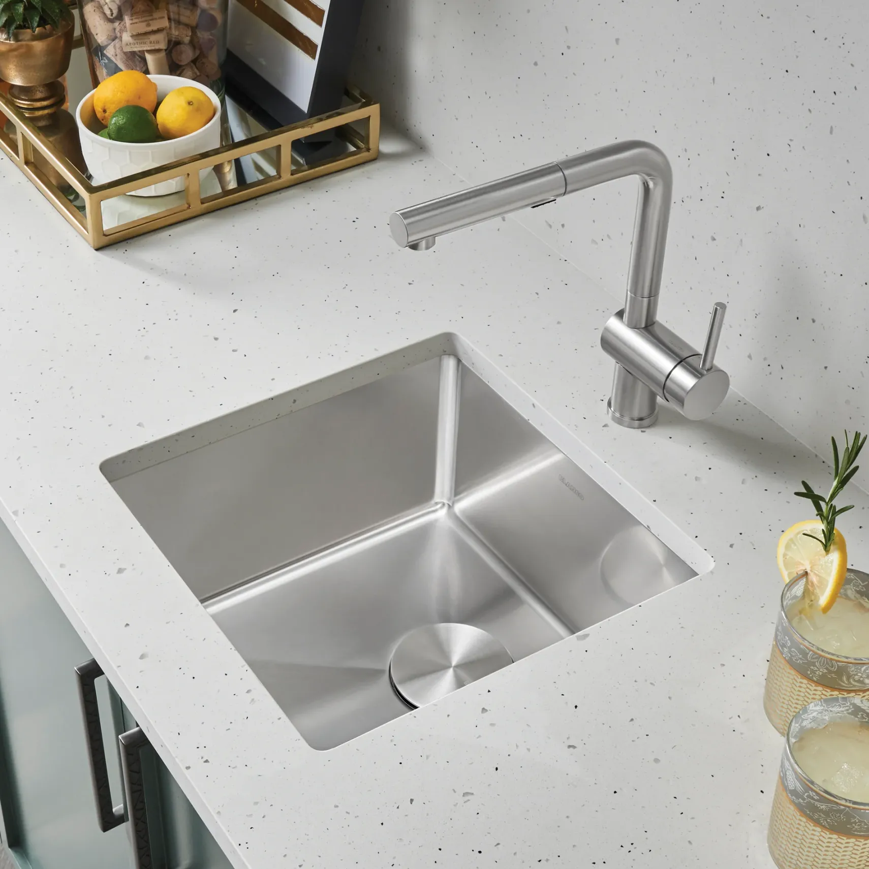 Blanco Cuvee 17" Square Stainless Steel Bar/Prep Sink, Satin Polish, 16 Gauge, No Faucet Hole, 524755