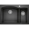 Blanco Diamond 33" Dual Mount Granite Composite Kitchen Sink, Silgranit, 70/30 Double Bowl, Anthracite, 440199