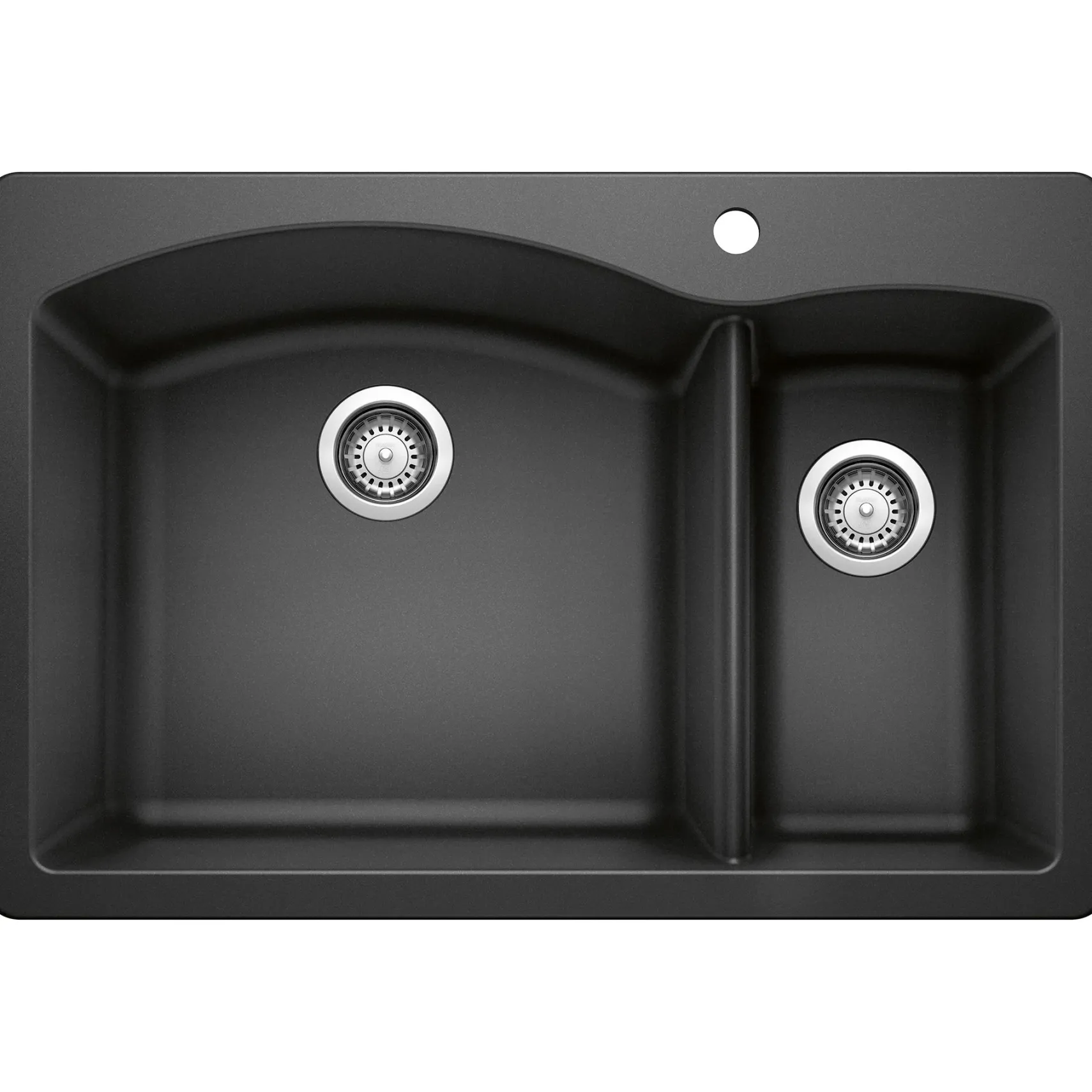 Blanco Diamond 33" Dual Mount Granite Composite Kitchen Sink, Silgranit, 70/30 Double Bowl, Anthracite, 440199