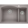 Blanco Diamond 33" Dual Mount Granite Composite Kitchen Sink, Silgranit, 70/30 Double Bowl, Metallic Gray, 440198