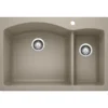 Blanco Diamond 33" Dual Mount Granite Composite Kitchen Sink, Silgranit, 70/30 Double Bowl, Truffle, 441282