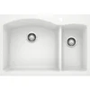 Blanco Diamond 33" Dual Mount Granite Composite Kitchen Sink, Silgranit, 70/30 Double Bowl, White, 440200