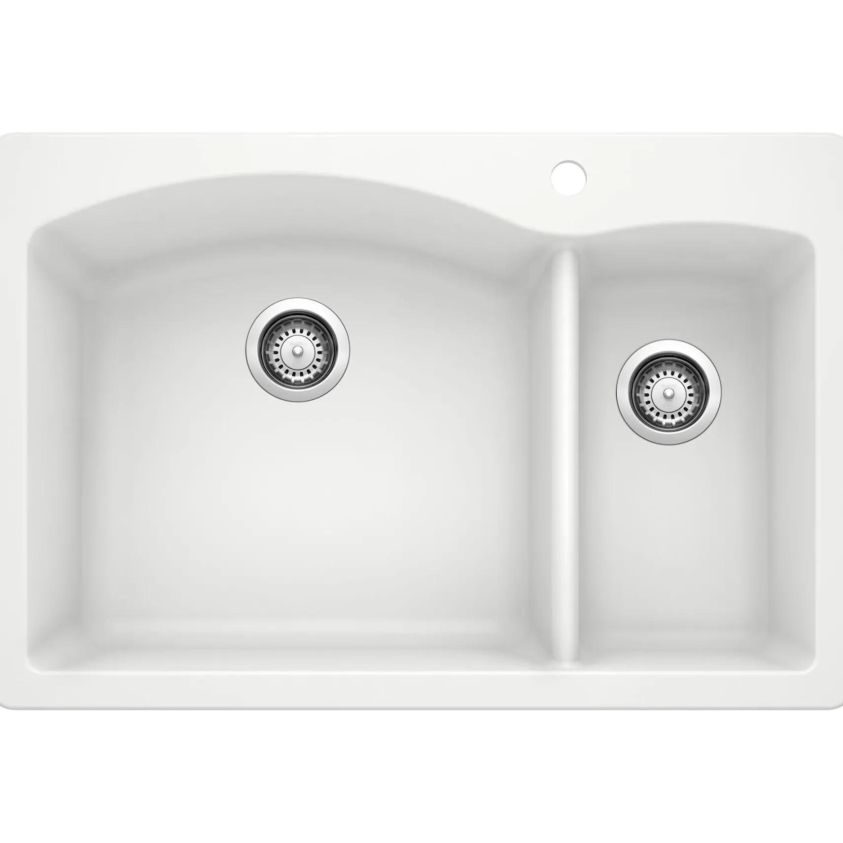 Blanco Diamond 33" Dual Mount Granite Composite Kitchen Sink, Silgranit, 70/30 Double Bowl, White, 440200