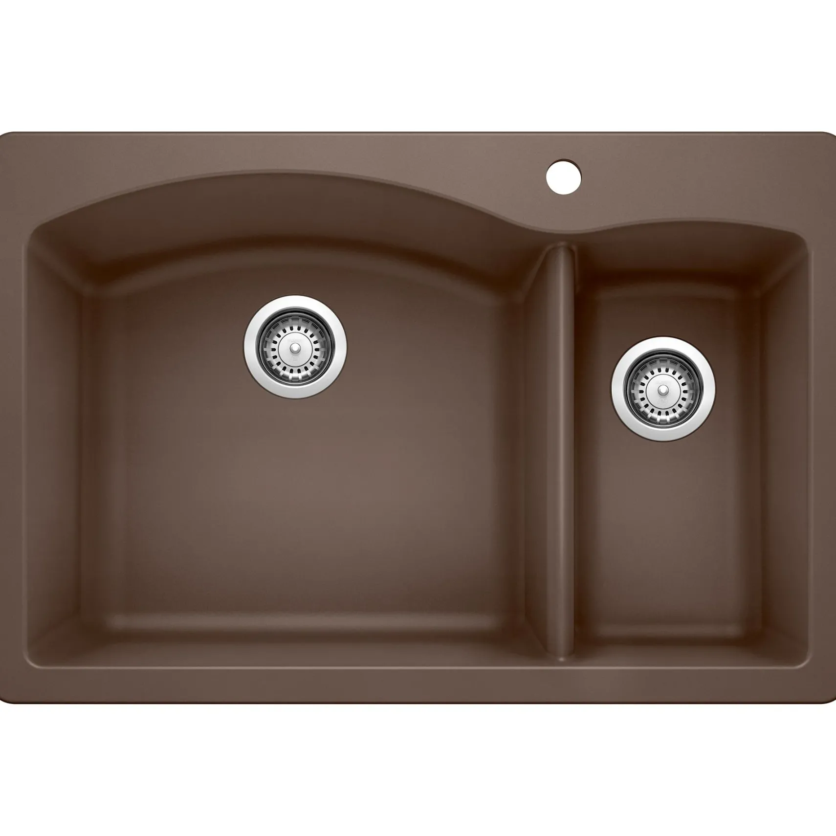 Blanco Diamond 33" Dual Mount Granite Composite Kitchen Sink, Silgranit, 70/30 Double Bowl, Cafe, 440197