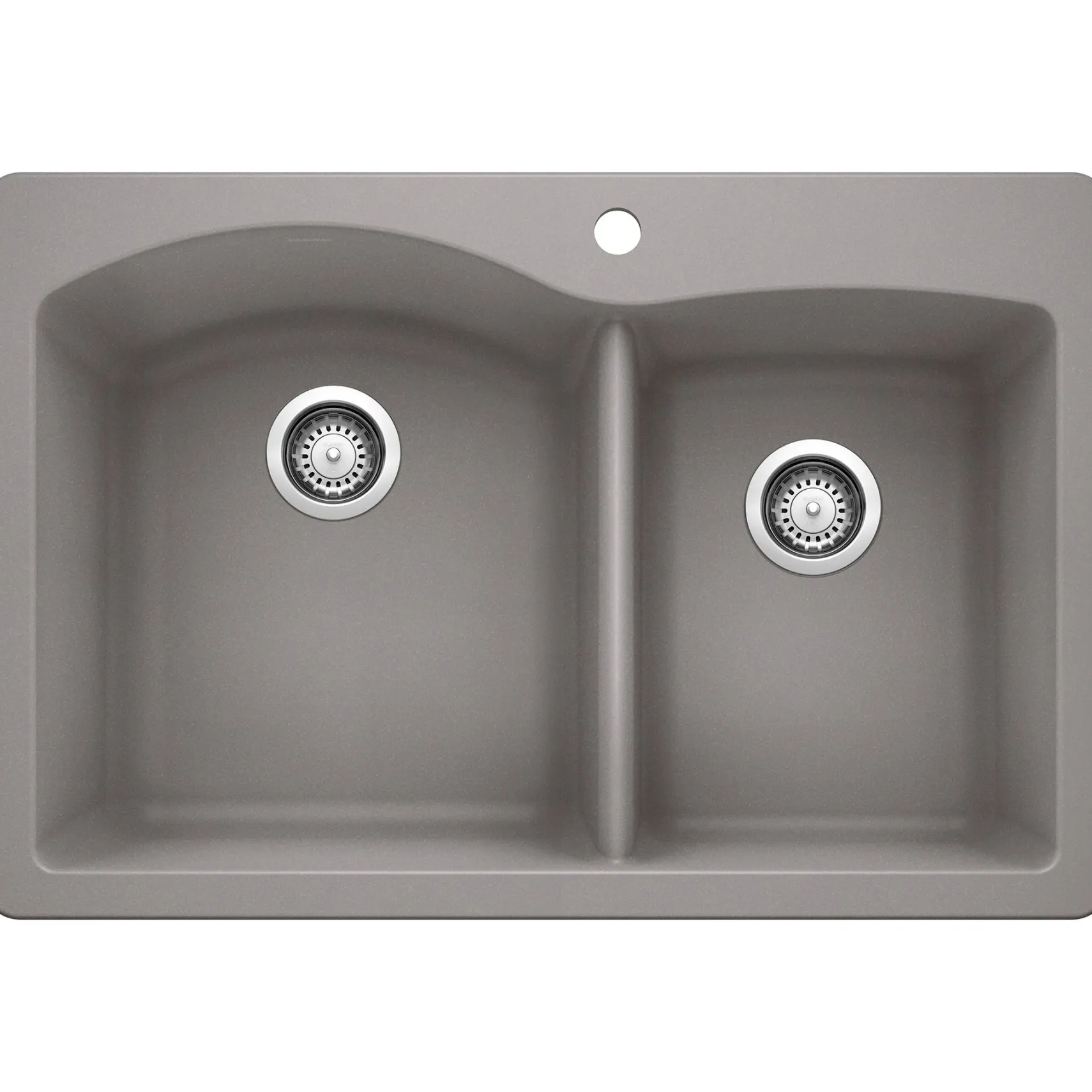 Blanco Diamond 33" Dual Mount Granite Composite Kitchen Sink, Silgranit, 60/40 Double Bowl, Metallic Gray, 440214