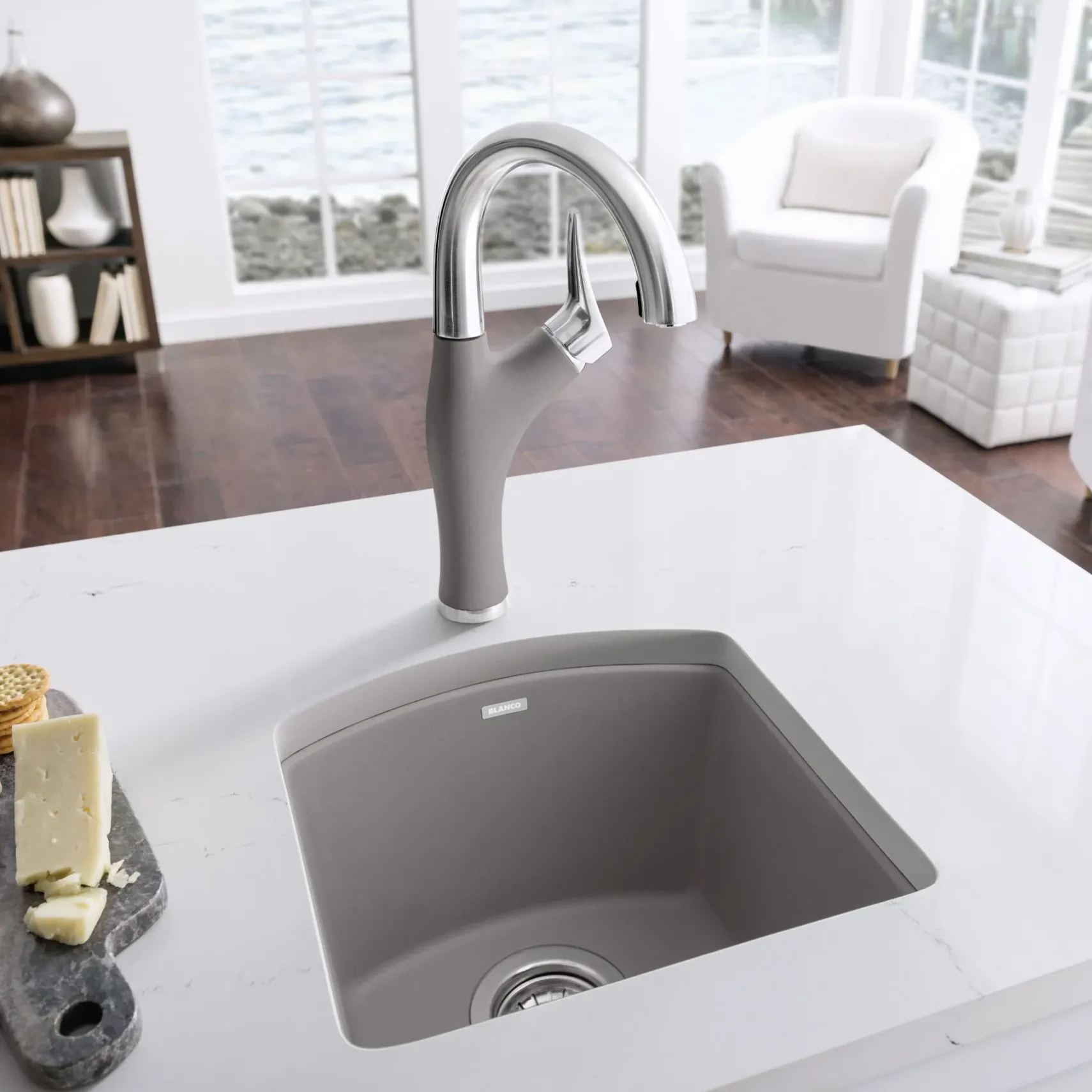 Blanco Diamond 15" Square Granite Composite Bar/Prep Sink, Silgranit, Truffle, 441295