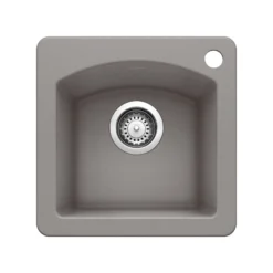 Blanco Diamond 15" Square Granite Composite Bar/Prep Sink, Silgranit, Metallic Gray, 440203