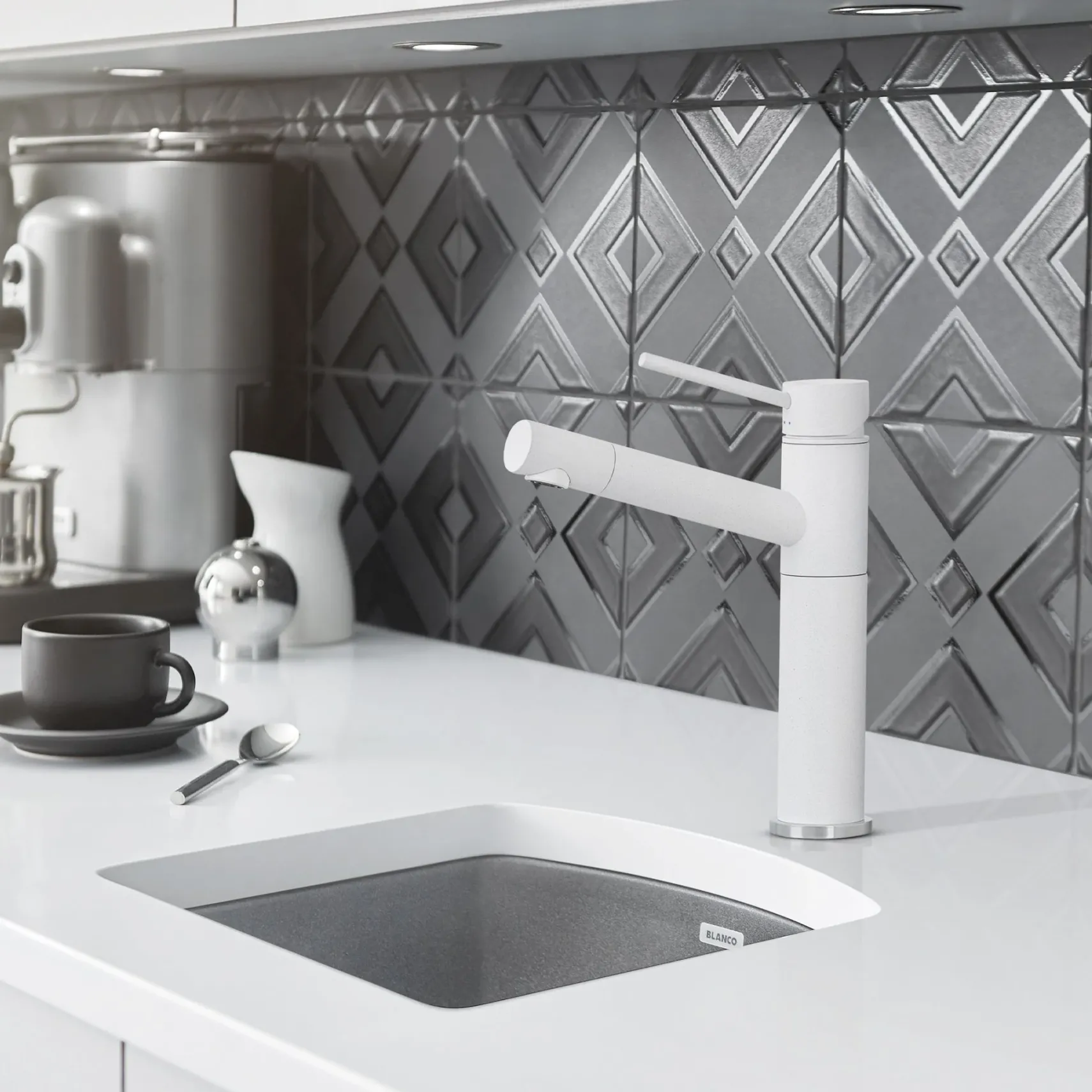 Blanco Diamond 15" Square Granite Composite Bar/Prep Sink, Silgranit, Metallic Gray, 440203