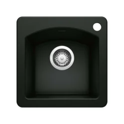 Blanco Diamond 15" Square Granite Composite Bar/Prep Sink, Silgranit, Coal Black, 442915
