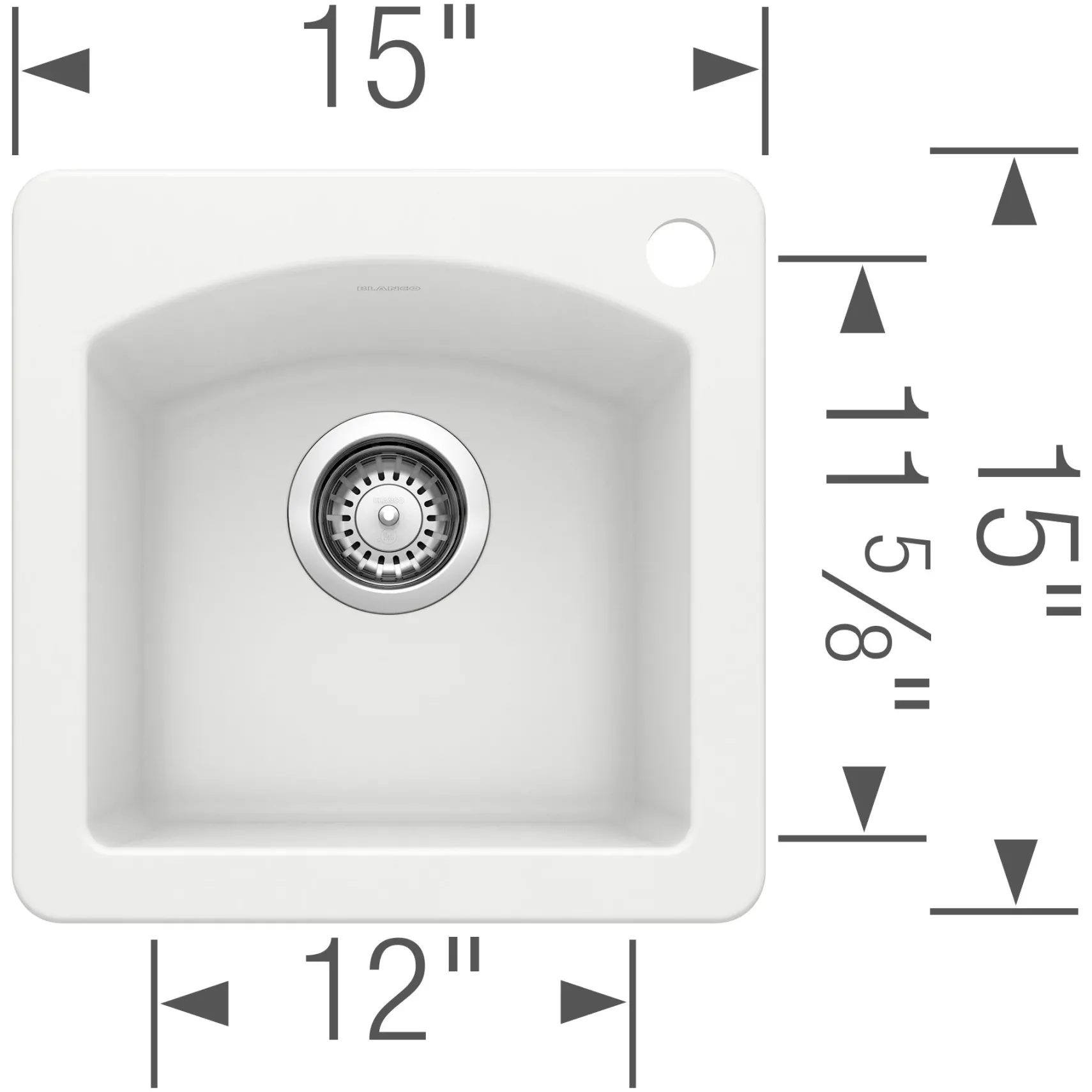 Blanco Diamond 15" Square Granite Composite Bar/Prep Sink, Silgranit, White, 440205