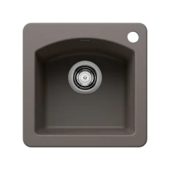 Blanco Diamond 15" Square Silgranit Bar/Prep Sink, Volcano Gray, 1 Faucet Hole, 443107