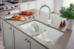 Blanco Diamond 32" Undermount Granite Composite Kitchen Sink, Silgranit, 50/50 Double Bowl, White, 442074