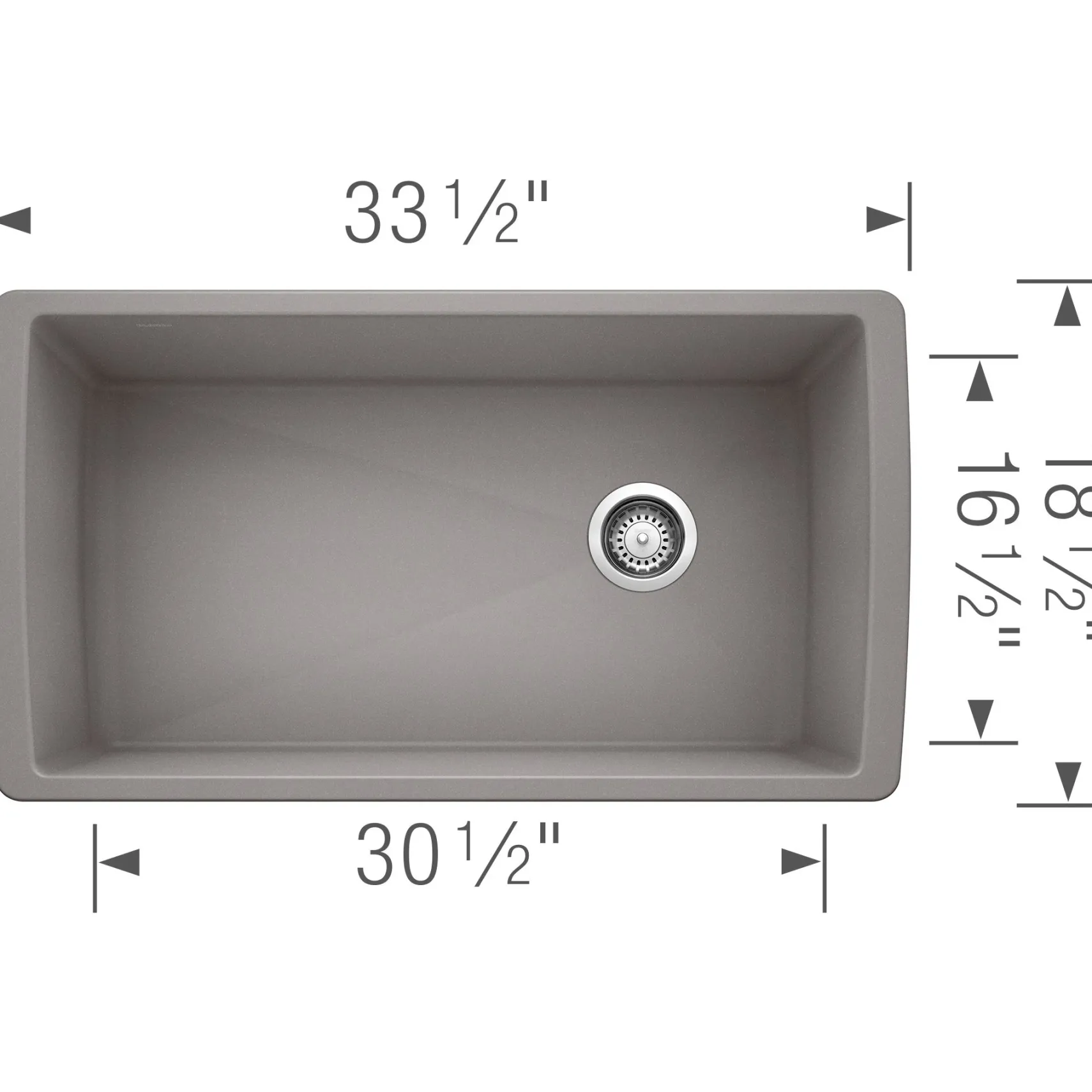 Blanco Diamond 34" Undermount Granite Composite Kitchen Sink, Silgranit, Metallic Gray, 441770